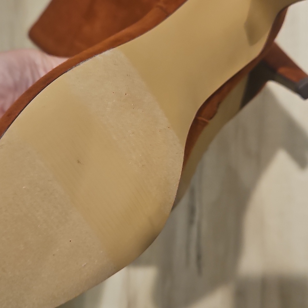 NEW! ANN TAYLOR LOFT Chestnut Brown Seamed Tall Suede Textured Boots 6.5. - Picture 8 of 9
